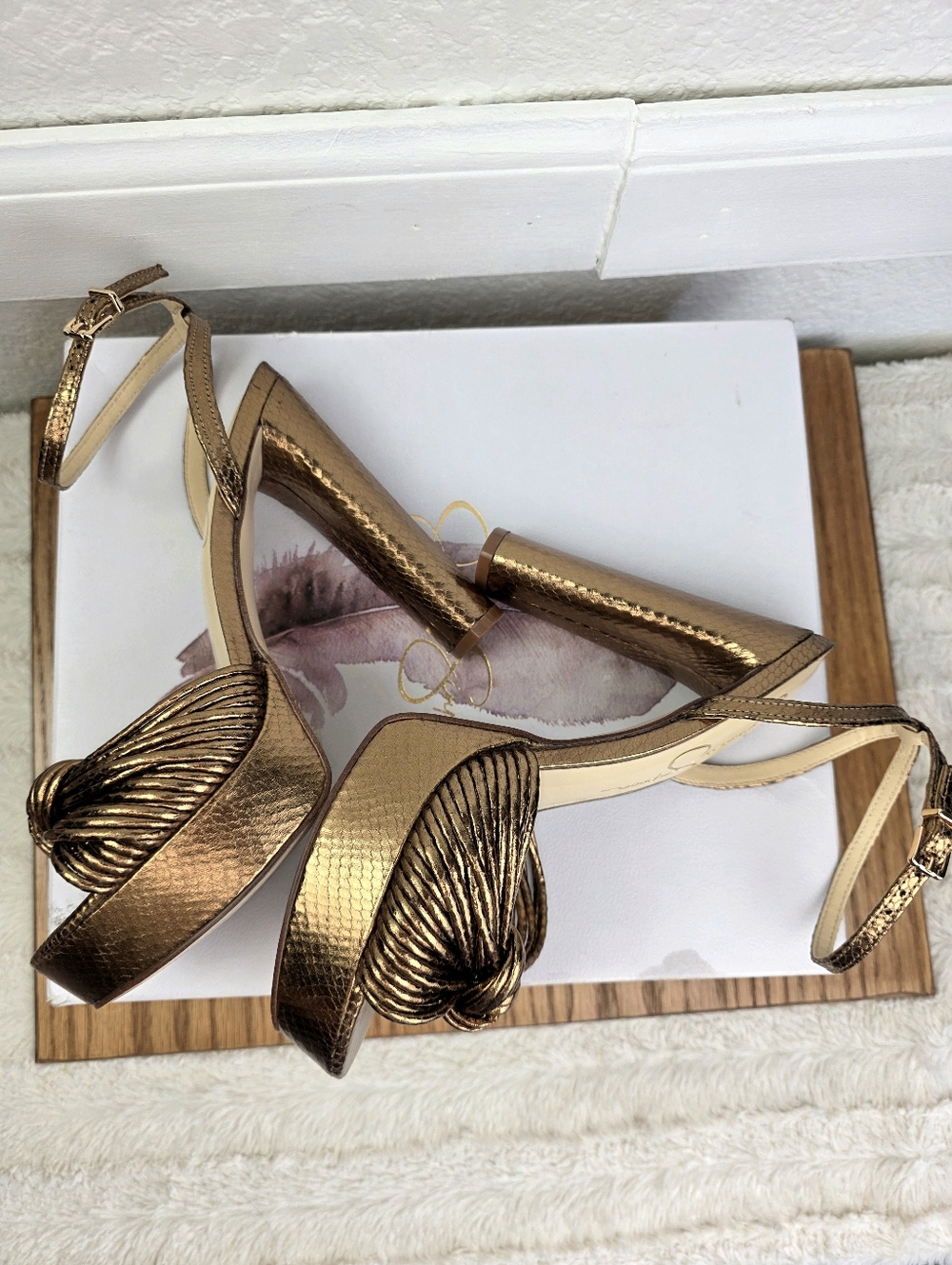Jessica Simpson Immie Knotted Platform Sandals Bronze - Picture 13 of 14